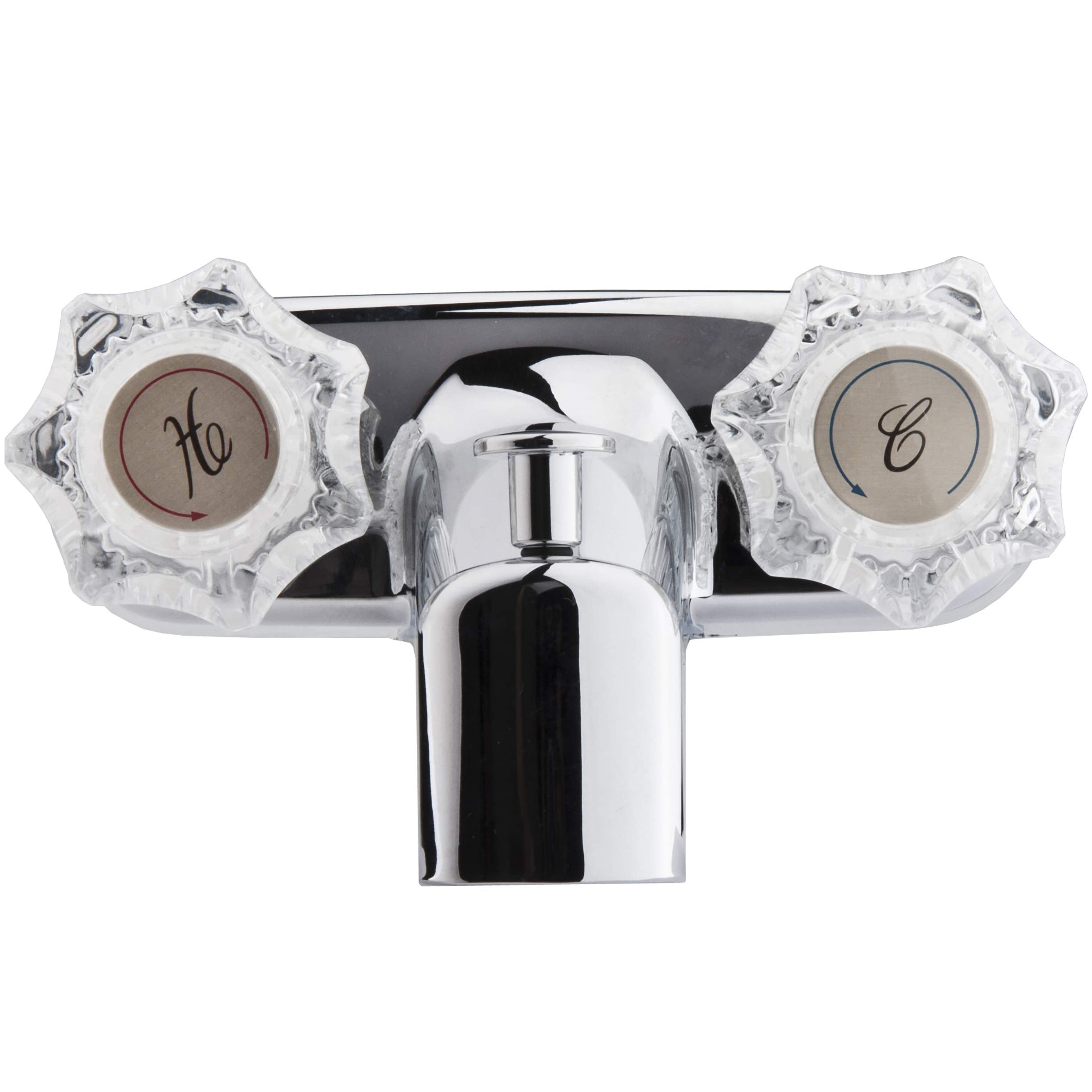 Dura Faucet RV Tub and Shower Faucet Valve Diverter DF-SA110A-CP with Crystal Acrylic Knobs (Chrome)
