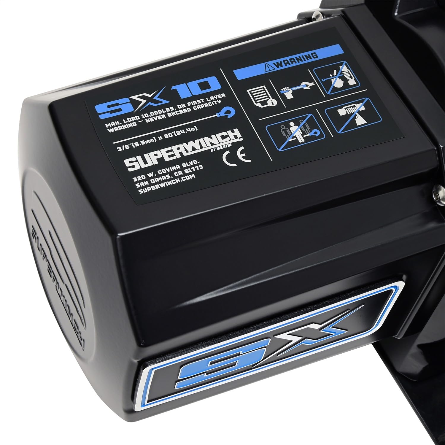 SX 10SR Superwinch Winch, 10000 lb Capacity, Hawse Fairlead, 12 ft Remote, 3/8 in x 80 ft Synthetic Rope, 12V, Kit
