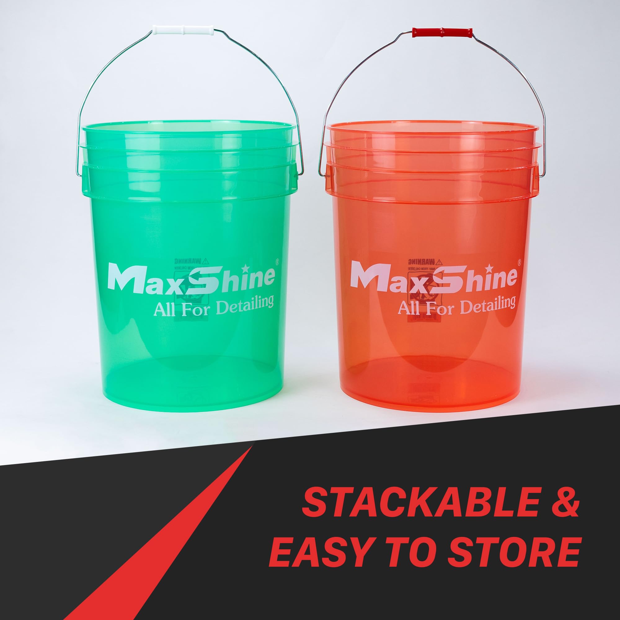 5gal Maxshine Universal Red Detailing Bucket – Car Wash Bucket for Scratch-Free Washing, Garage Storage & Detailing Tools – Holds Soap, Foam Cannon, Microfiber Towels & More