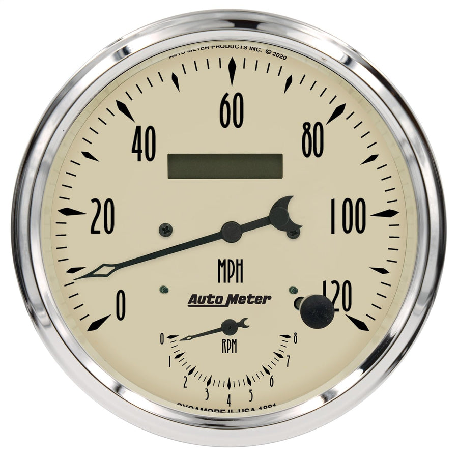 Auto Meter Gauge 1870, Tach/Speedo, 5", 120Mph & 8K RPM, Elec. Program., Antique Beige
