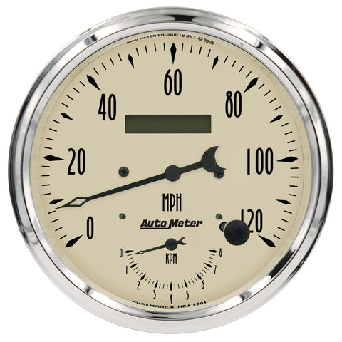 Auto Meter Gauge 1870, Tach/Speedo, 5", 120Mph & 8K RPM, Elec. Program., Antique Beige