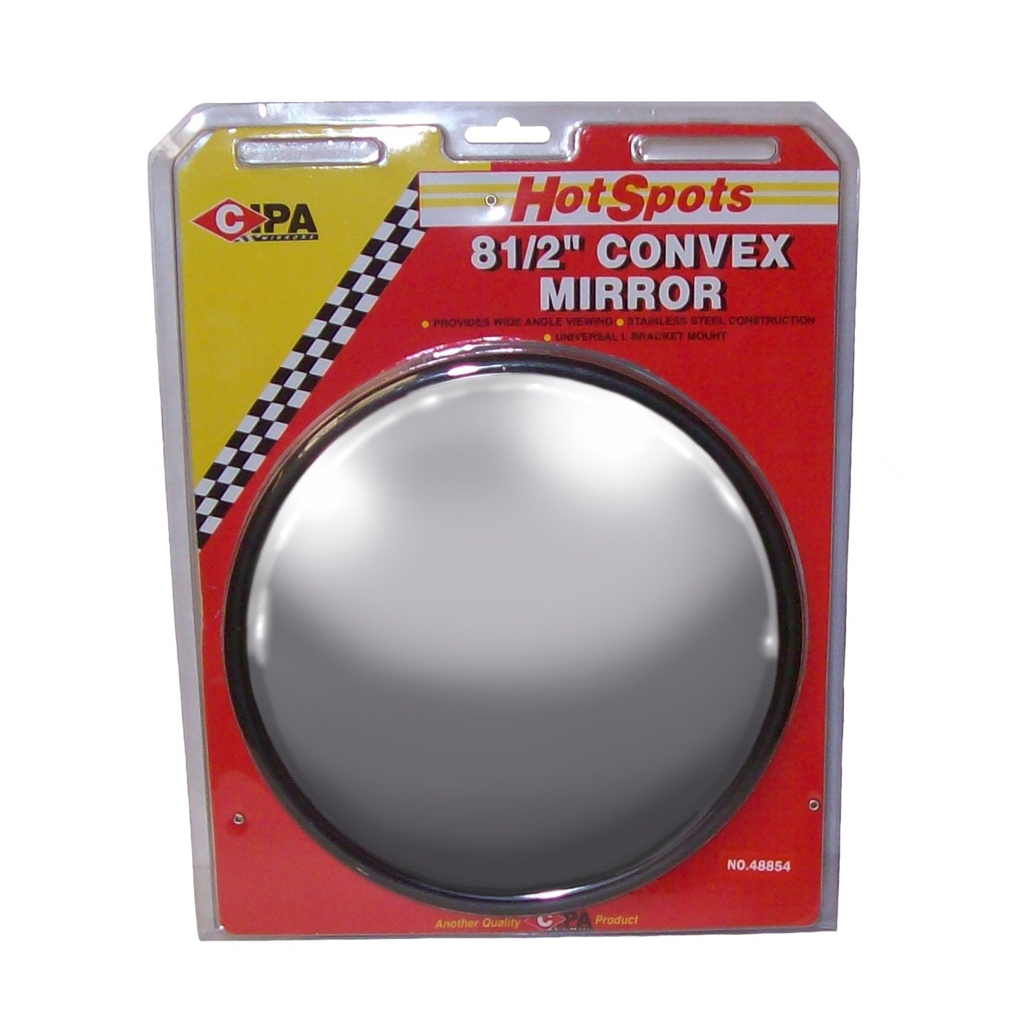 CIPA 48854 Fully Universal Replacement Full Size Convex Mirror (Stainless) - 8 1/2" Diameter