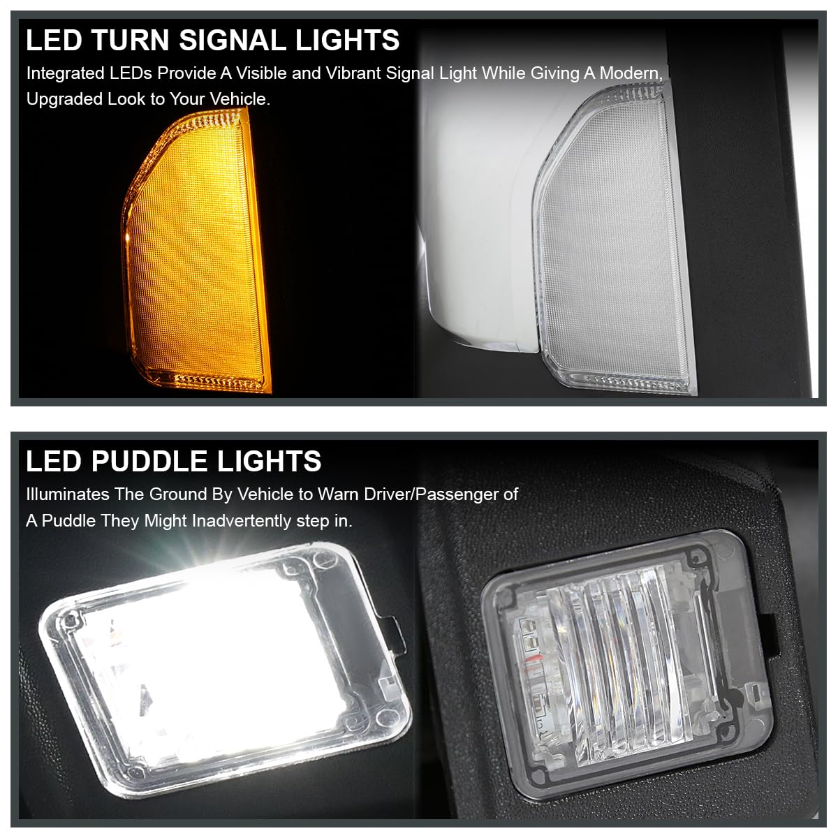 Spec-D Tuning Power Chrome Heated Towing Mirrors w/LED Signal, Blind Spot Sensor Compatible with 2016-2022 Nissan Titan, Left + Right Pair