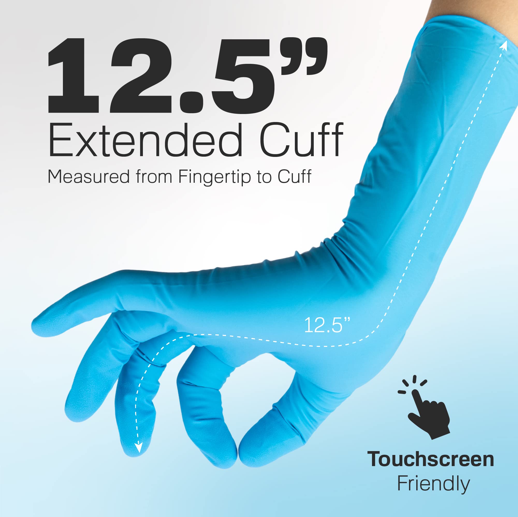 X-Large Raxwell Dishwashing Gloves - Blue, 50 Count - 8.5 Mil Heavy-Duty Powder-Free Nitrile & Latex-Free Waterproof Rubber Gloves for Dishwashing with Extended Cuff