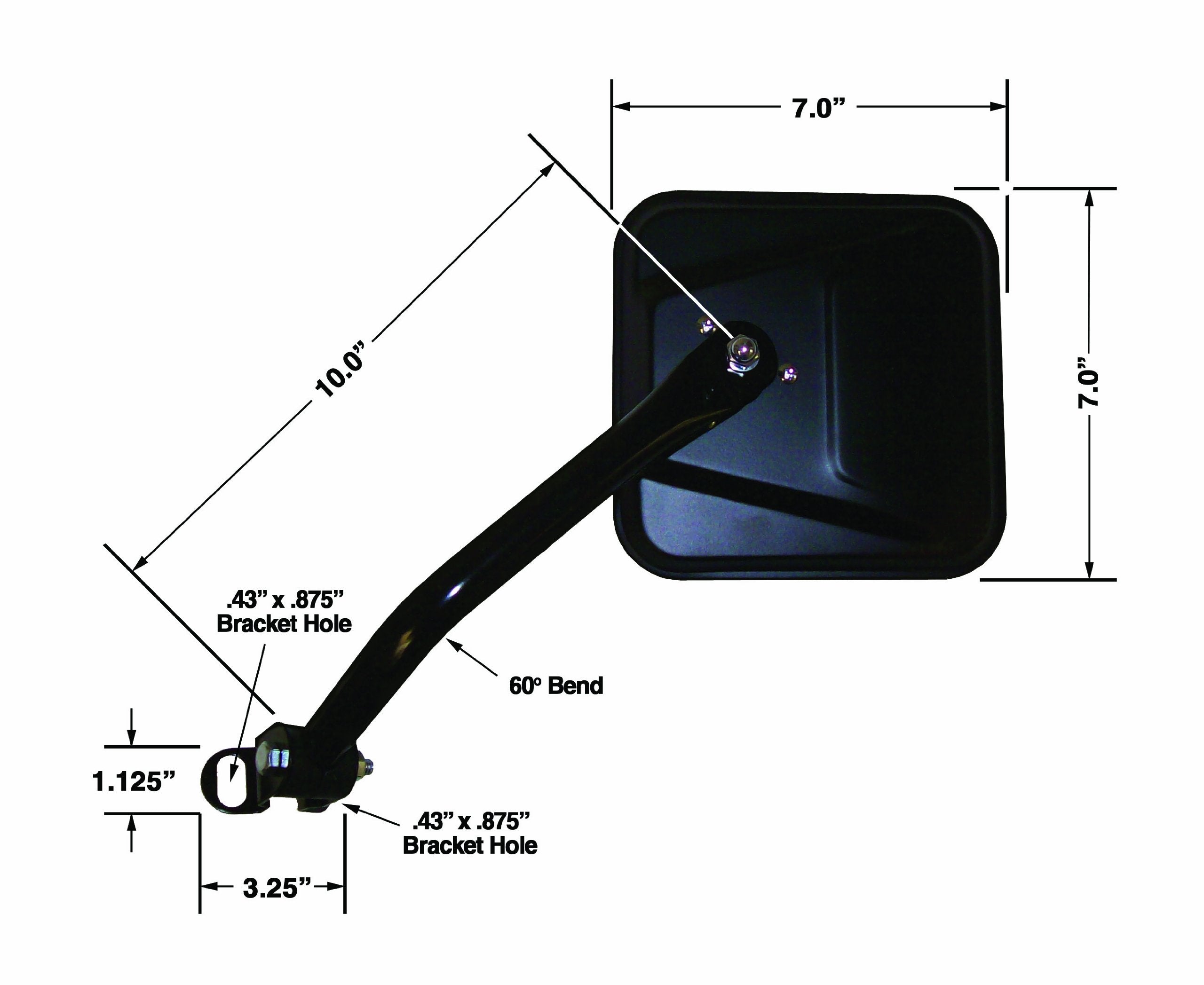 Jeep CJ CIPA 44700 Black Manual Replacement Driver Side Mirror OE Style