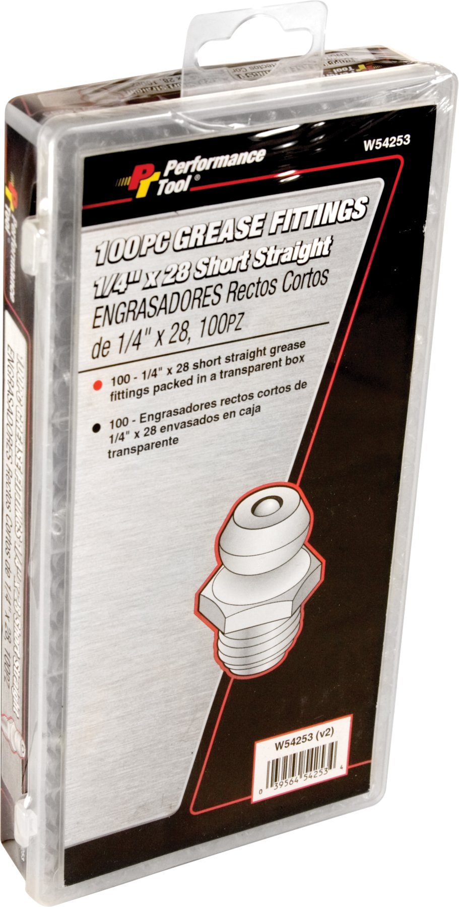W54253 Performance Tool Short Straight Grease Fitting, (Pack of 100)