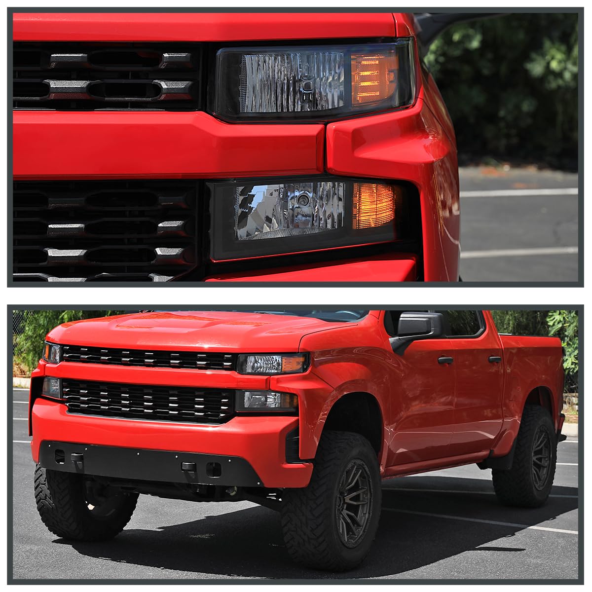 Halogen Type SPEC-D TUNING Black w/o LED Headlights Compatible with 2019-2021 Chevy Silverado 1500, 2022 Chevy Silverado 1500 LTD Left + Right Head Lamps Assembly