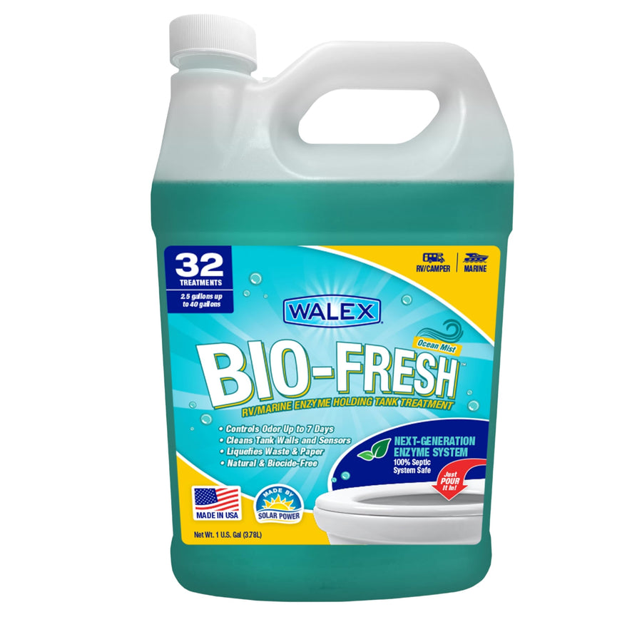 Bio-Fresh Walex Liquid Enzyme Holding Tank Treatment for RV, Camper & Marine - Black Water Tank Deodorizer, Liquifies Waste & Toilet Paper, Septic Tank Safe, Biocide-Free, Ocean Mist, 1 Gallon