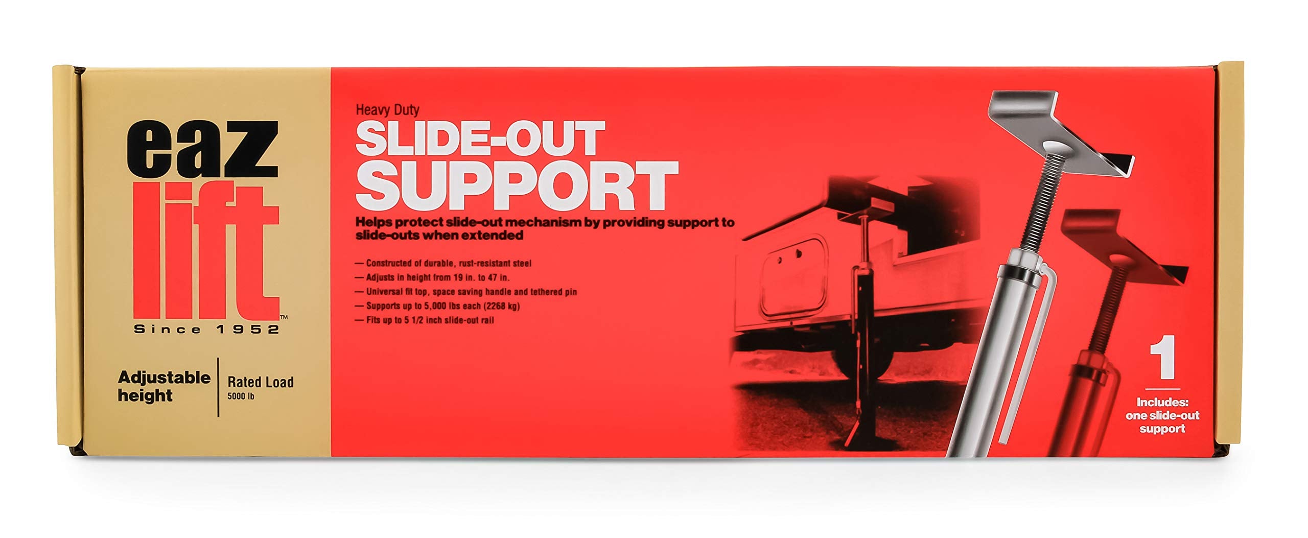 EAZ-Lift Camco Premium RV Slide-Out Support - Features an Adjustable Height of 19-inches to 47-inches, a Durable Steel Construction, and can Hold Up to 5,000lbs Each (48867)