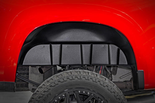 Rear Wheel Well Liners Rough Country for Chevy Silverado 1500 (2019-2025 & Classic) - Heavy-Duty Rear Fender Liners for Mud & Debris Protection, Made in USA