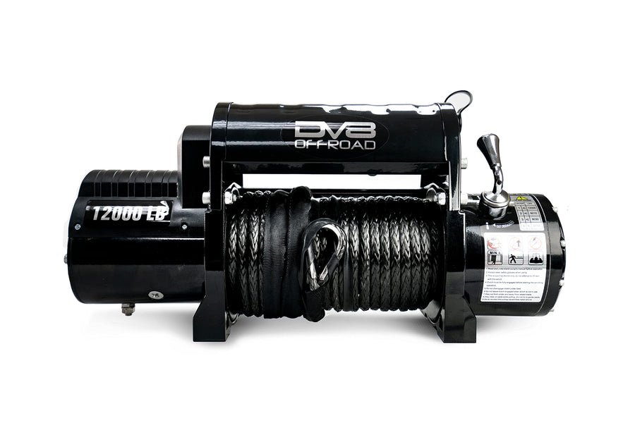 WB12SR | DV8 Offroad | Recovery Winch | Synthetic Rope with Hawse Fairlead | 12,000 Line Pull Rating | 6.0HP Motor | 3-Stage Planetary Gears in 265:1 Ratio | Dual Remotes Included