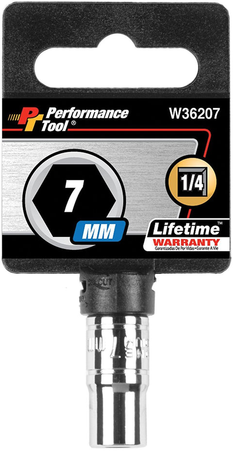 7mm Performance Tool W36207 1/4-Inch Drive 6pt Socket