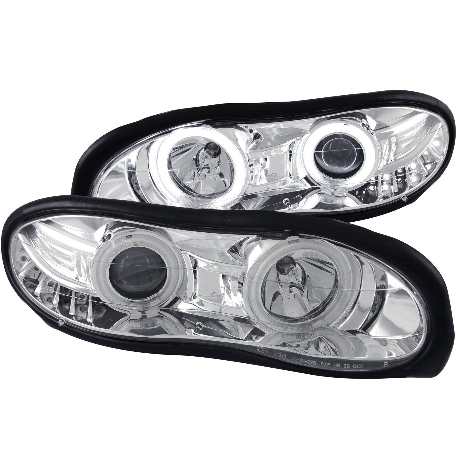 Chevrolet Camaro Anzo USA 121159 Projector Halo/Chrome Clear with Amber Reflectors Headlight Assembly - (Sold in Pairs)