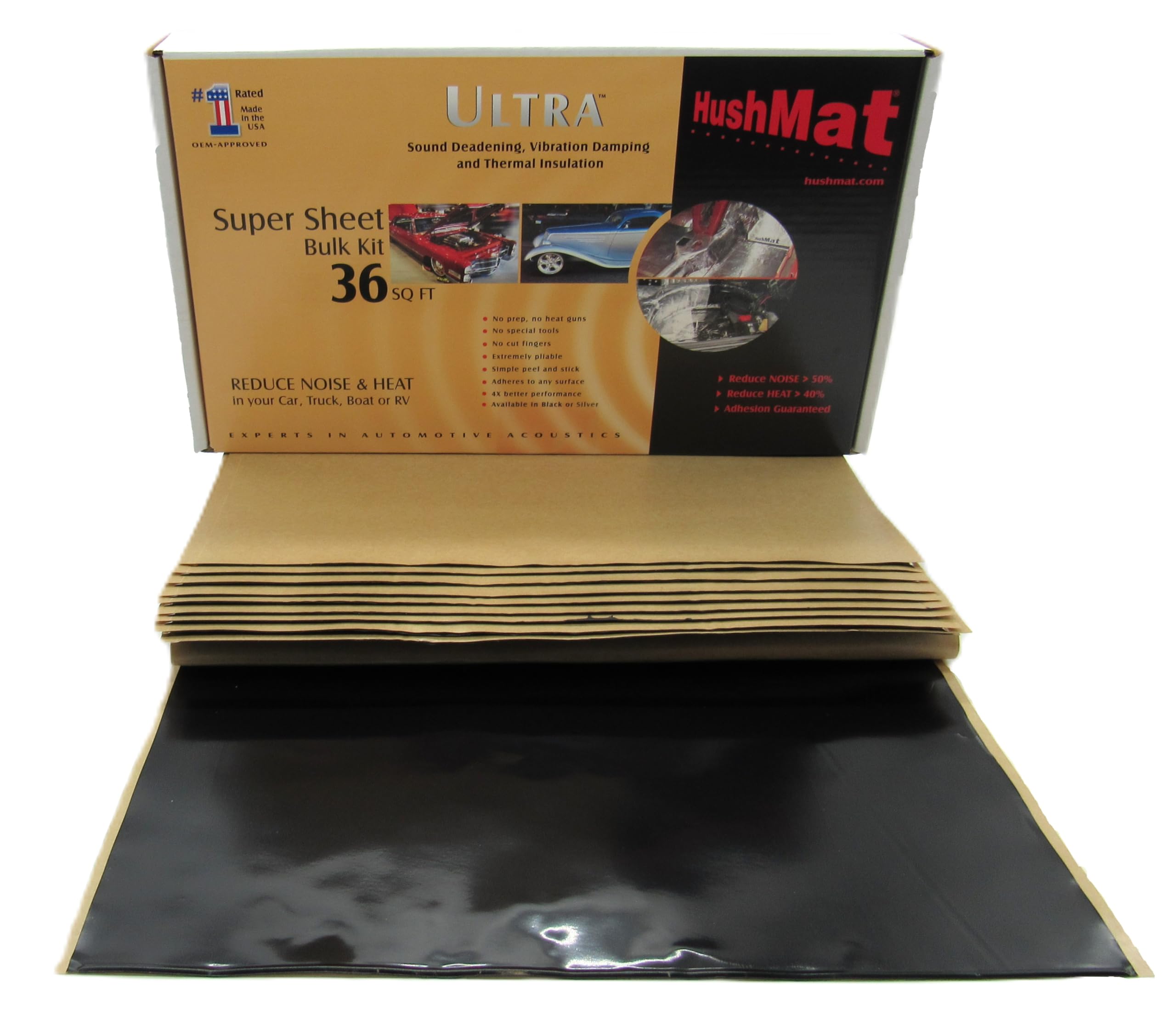 Super Bulk Kit HushMat – Sound Deadening & Thermal Insulation (36 Sq Ft, Black Foil)