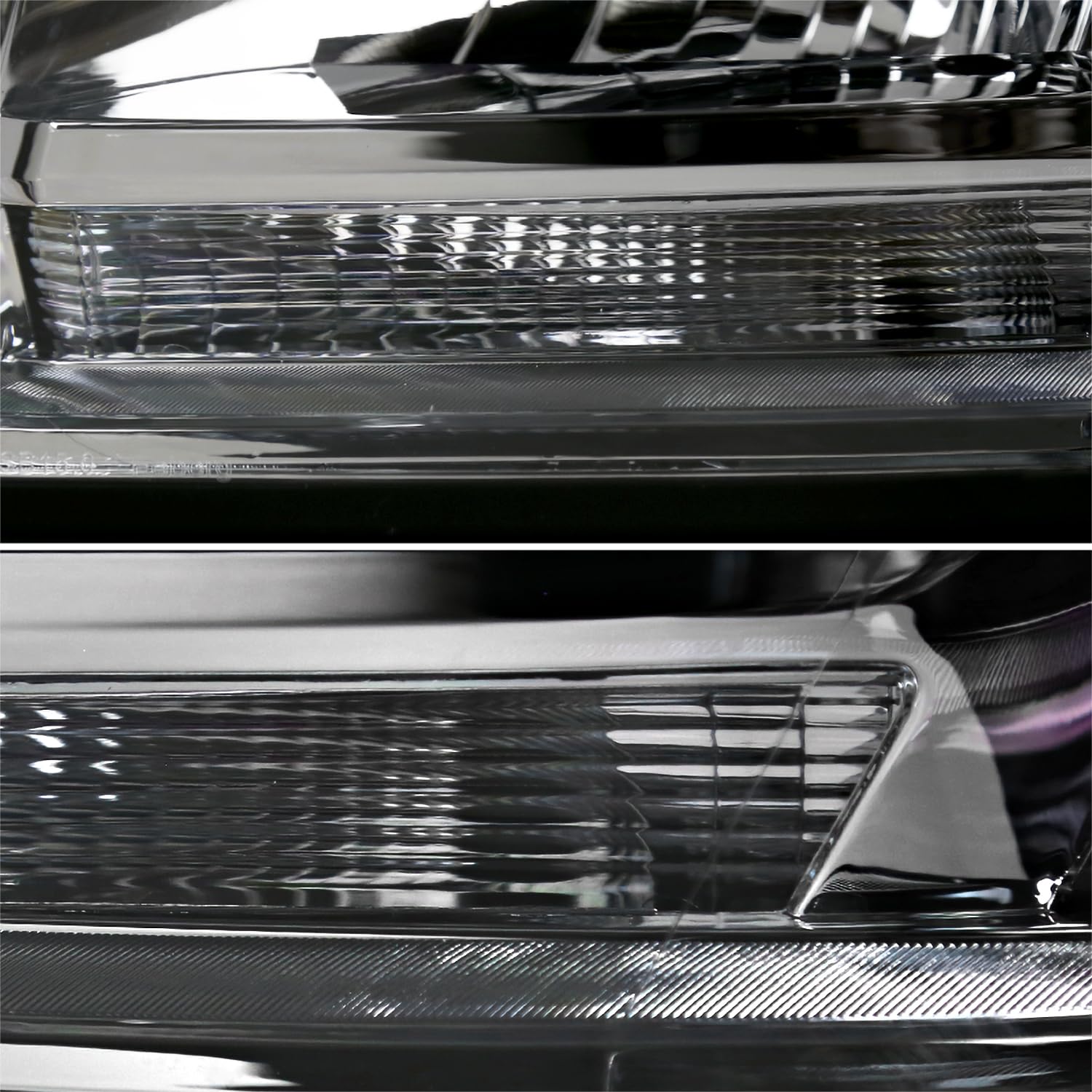 Chrome Projector Headlights w/LED DRL Strip SPEC-D TUNING Compatible with 2015-2020 Chevy Tahoe, Suburban, Left + Right Pair Headlamps Assembly