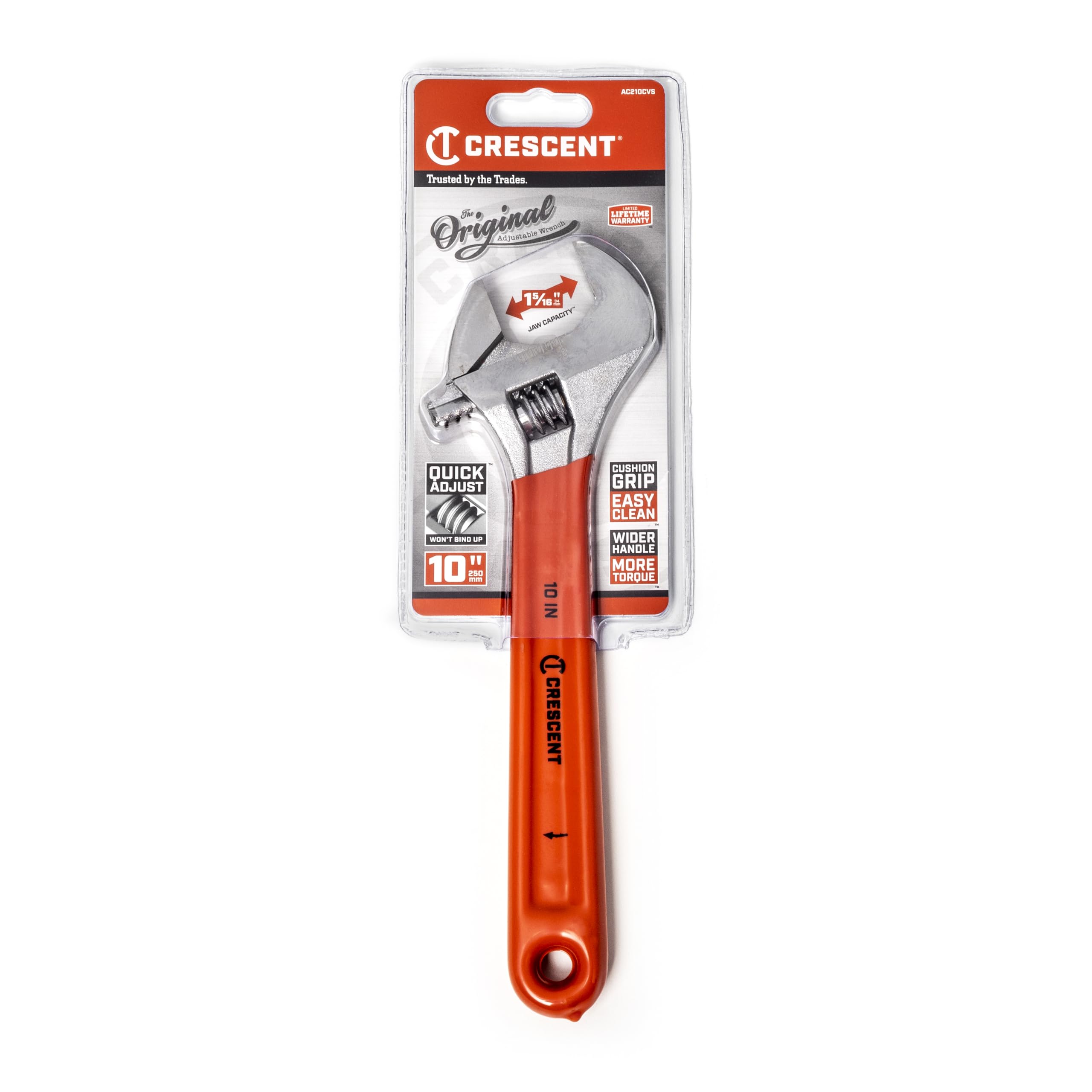 Crescent 10" Cushion Grip Adjustable Wrench - Carded - AC210CVS
