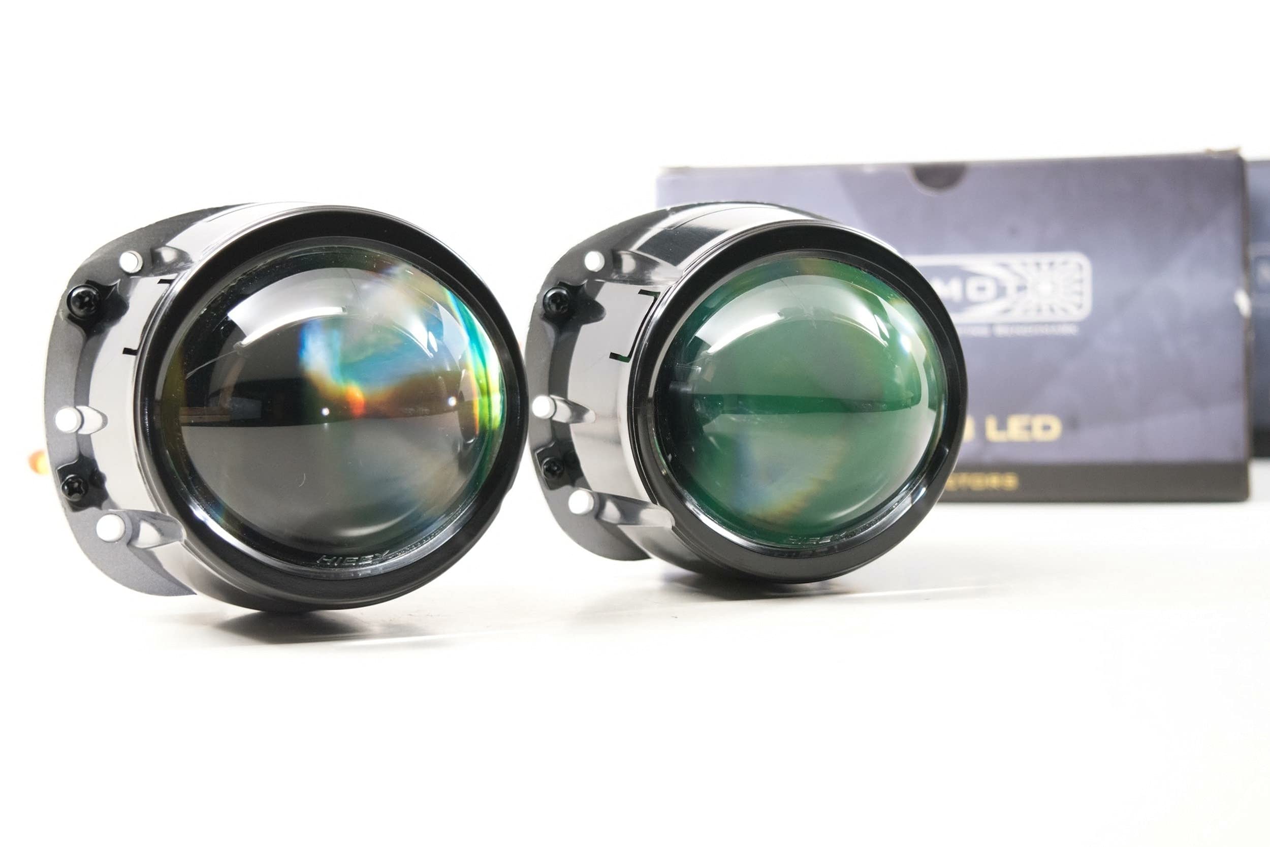 Mini Morimoto High Beam LED Projector, Universal Projector Lens for Custom Automotive RetroFits, Ultra Bright Upgrade with Focused Beam Pattern (1x PR340)