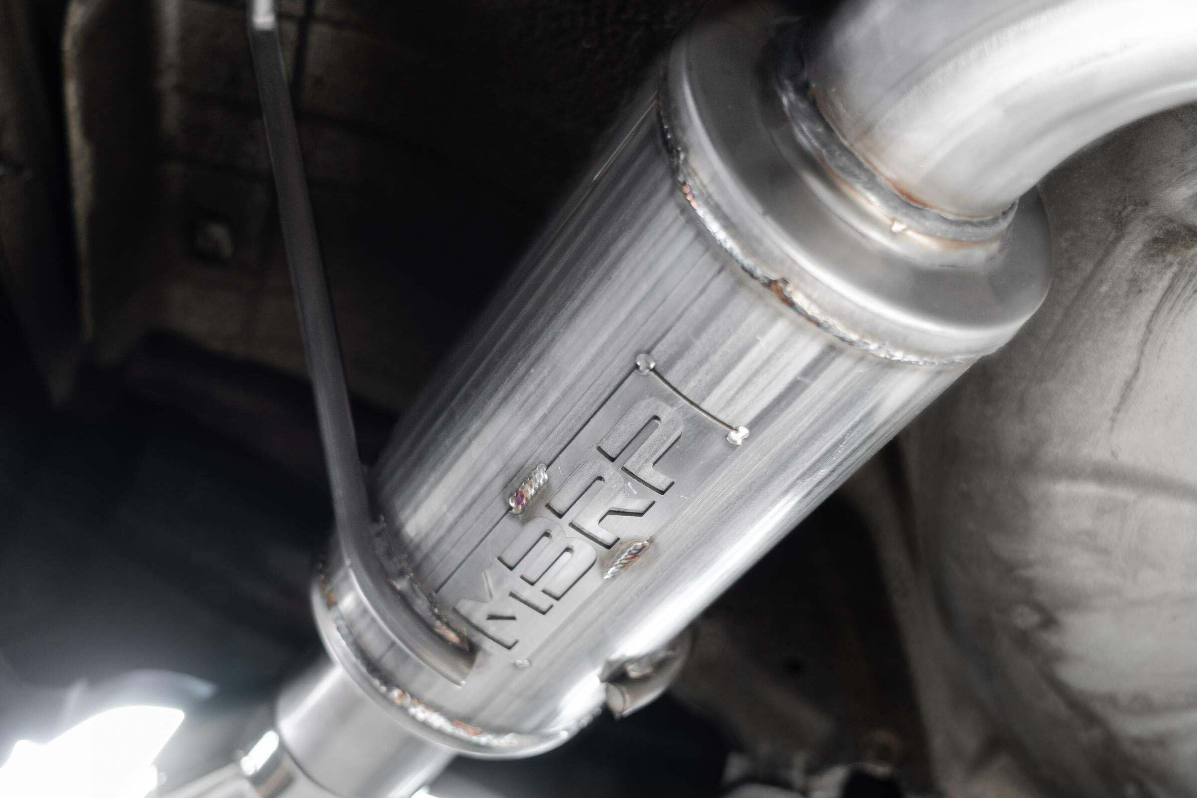 Cat Back MBRP Exhaust S48033BE Performance Exhaust System; 3 in; Single Rear Exit; T304 Stainless Steel; 5 in. Burnt End Tip;