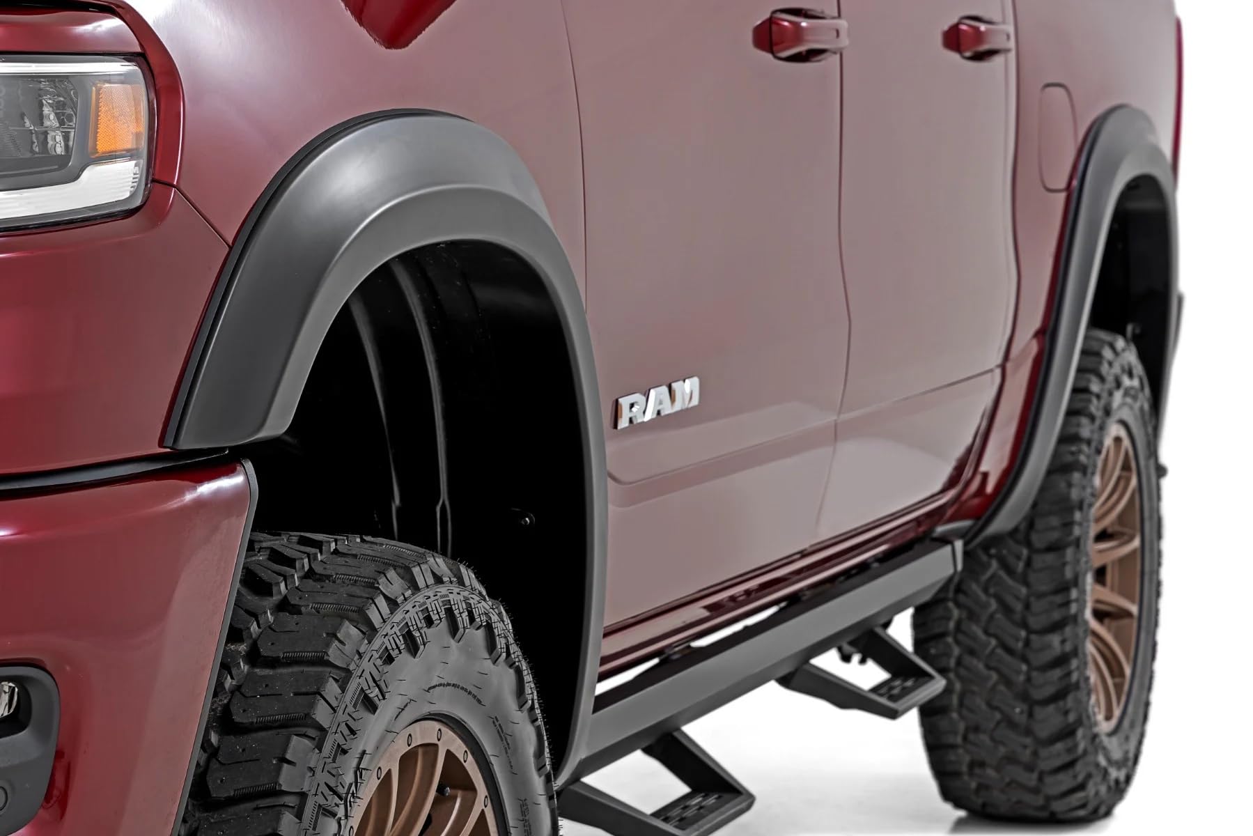 Rough Country Fender Flares Sport Style for Ram 1500 (2025-2026) - Durable ABS Flares, 1" Coverage, No-Drill Install, UV-Protected Flat Black Finish, Set of 4