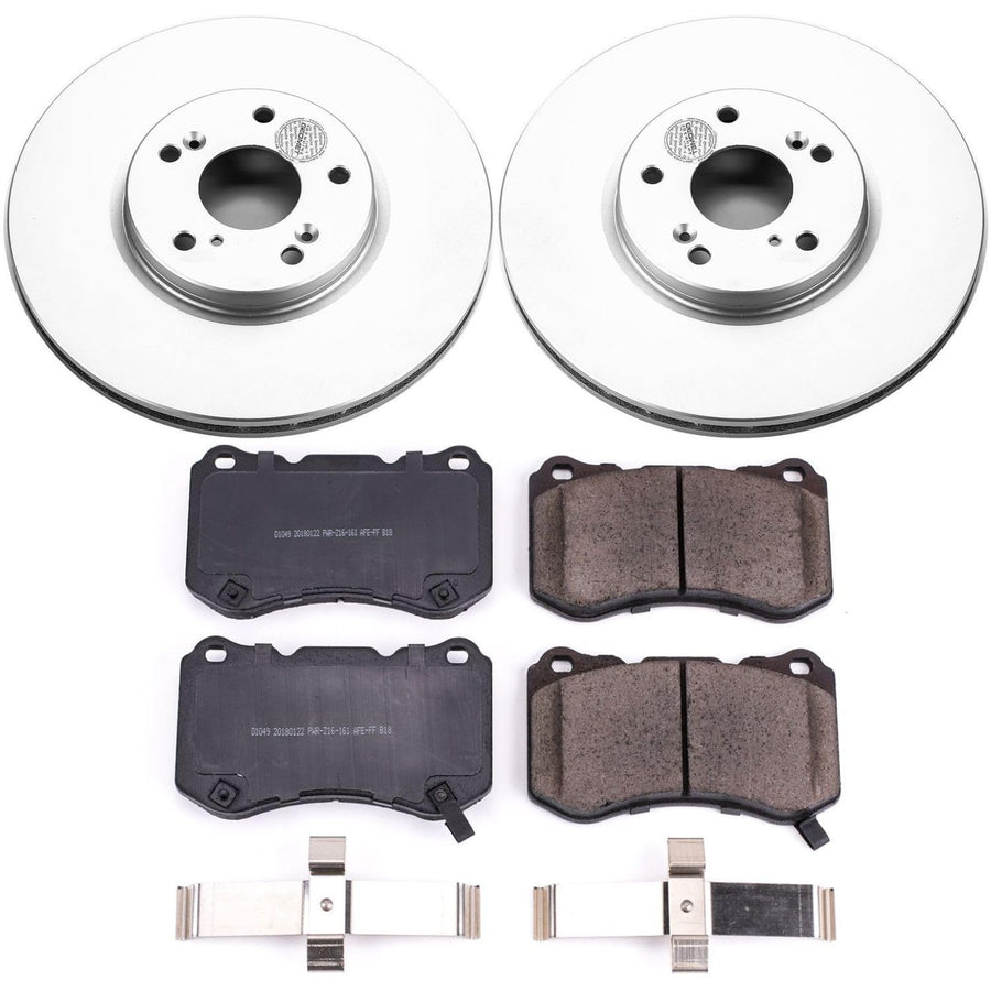 Power Stop Coated CRK3029 Brake Rotor and Ceramic Brake Pads- Front For Acura TL 2004-2008 [Model Specific]
