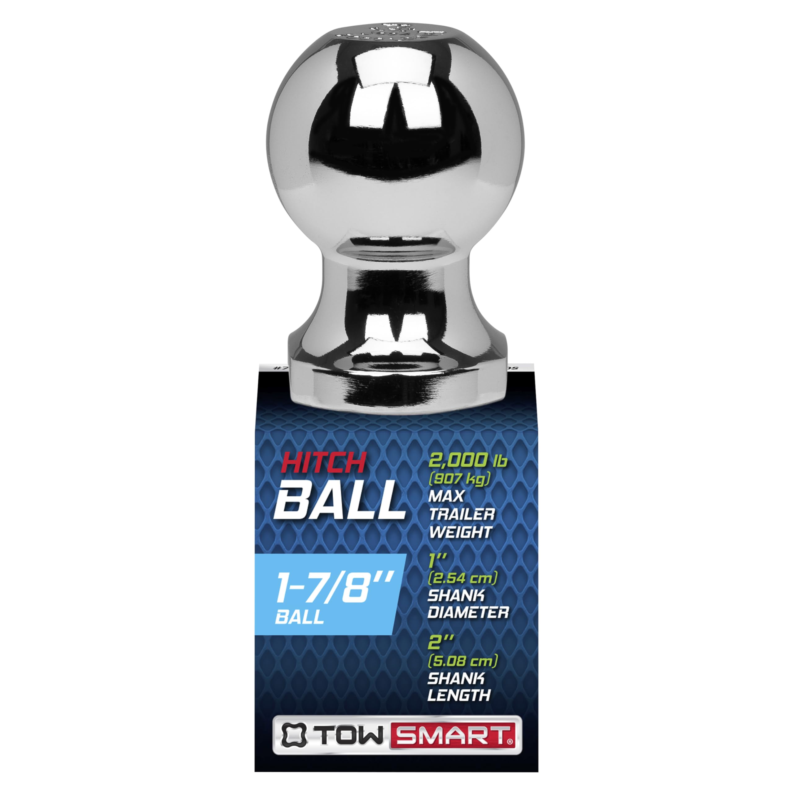Chrome Class I Trailer Hitch Ball, 2,000 lb., 1-7/8 in. Ball Diameter, 1 in. x 2 in. Shank