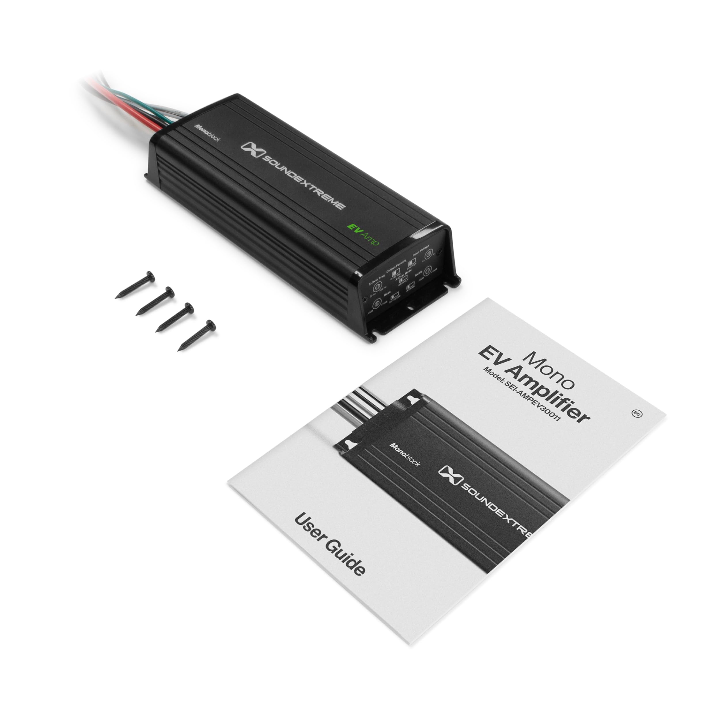 1-Channel Mono SoundExtreme by ECOXGEAR EV High Definition Amplifier Marine Grade Compact Class D 750W Peak Output Waterproof Dustproof for 48V to 72V Electric Vehicles Only