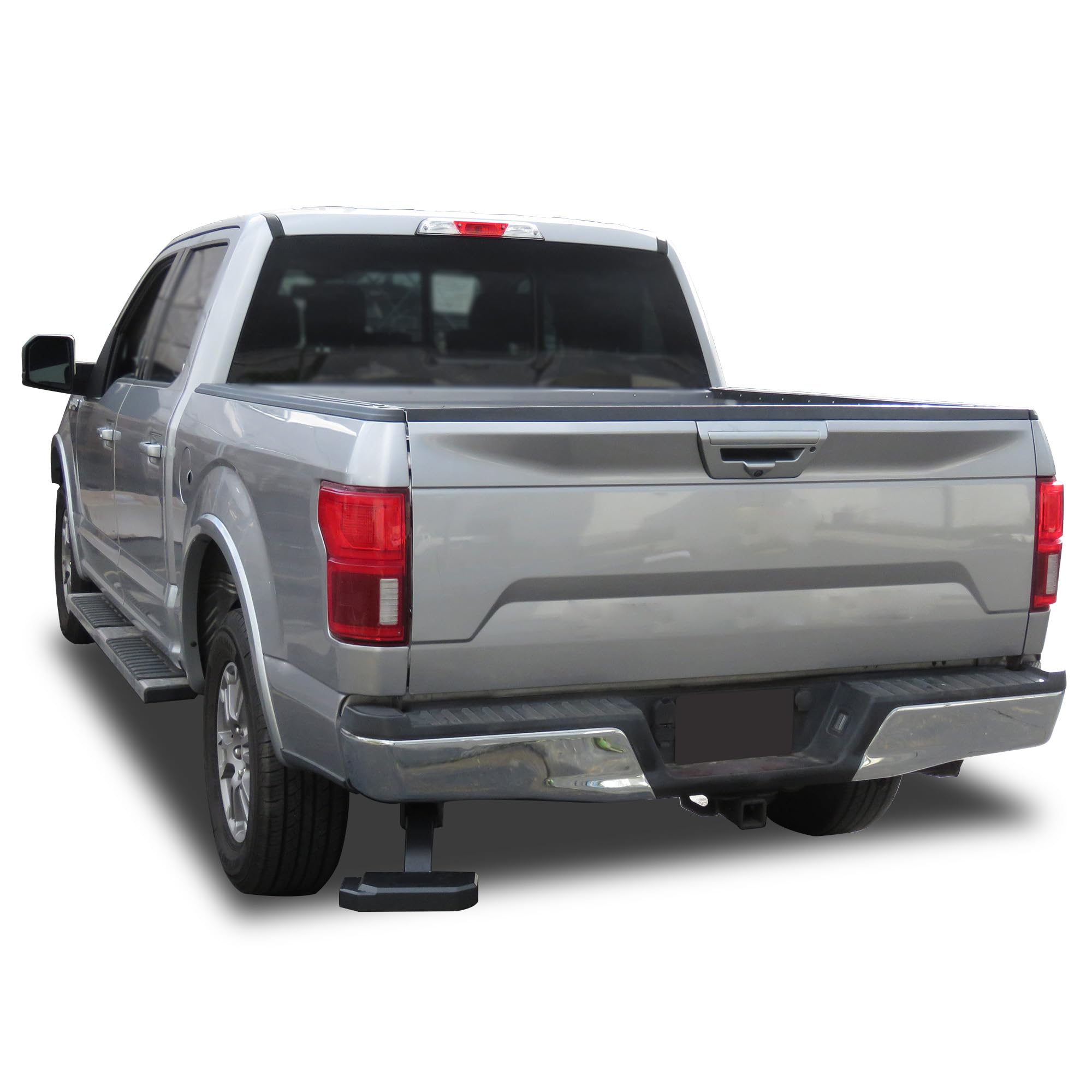 Retractable Black Horse Truck Bed Corner Step Black Compatible with 2015-2020 Ford F-150 -TBCFO15