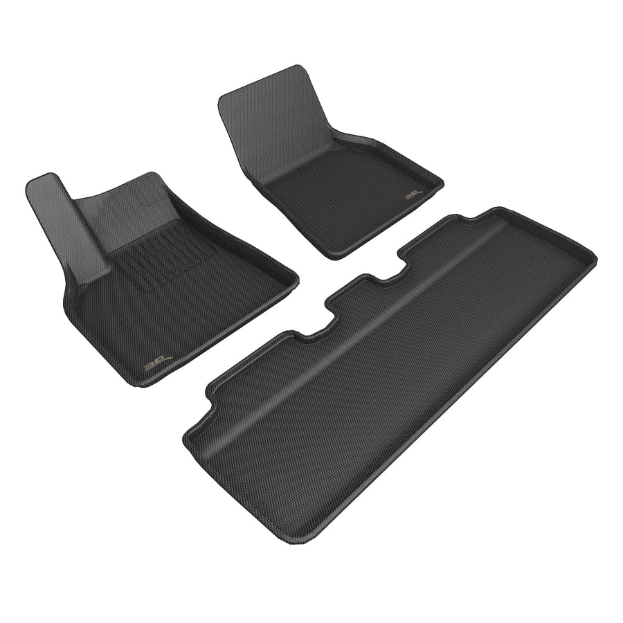 3D MAXpider Kagu Custom Fit Floor Mat (Black) Compatible with Tesla Model Y 5-Seat 2020 - Full Set