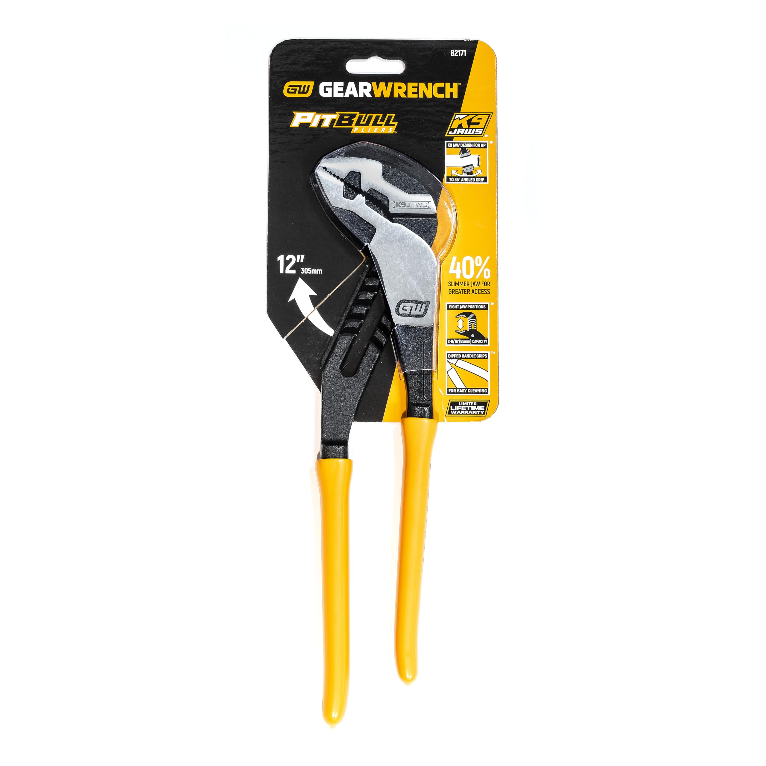 12 Inch GEARWRENCH Straight Jaw Dipped Handle Tongue and Groove Plier - 82171