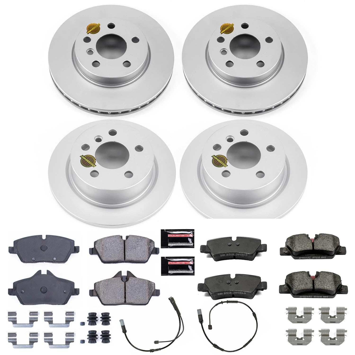 Power Stop Z23 Evolution Sport CRK7978 Coated Brake Kit Front & Rear For Mini Cooper 2014-2023 [Model Specific]