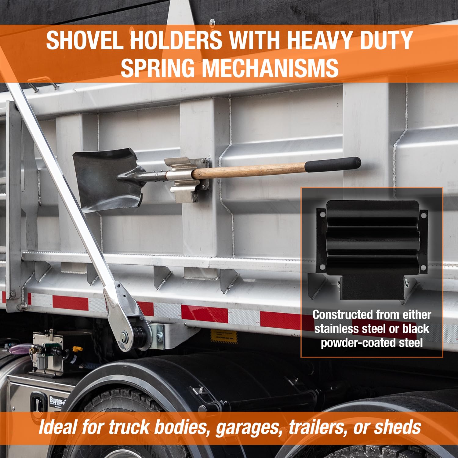 Buyers Products Hand Tool Rack SH675 Holder for Enclosed Municipal Landscaping or Dump Truck Trailers & Garage or Shed Walls, Holds Hand Tools Great for Shovels, Rakes, Hoes, Heavy Duty Steel, Black