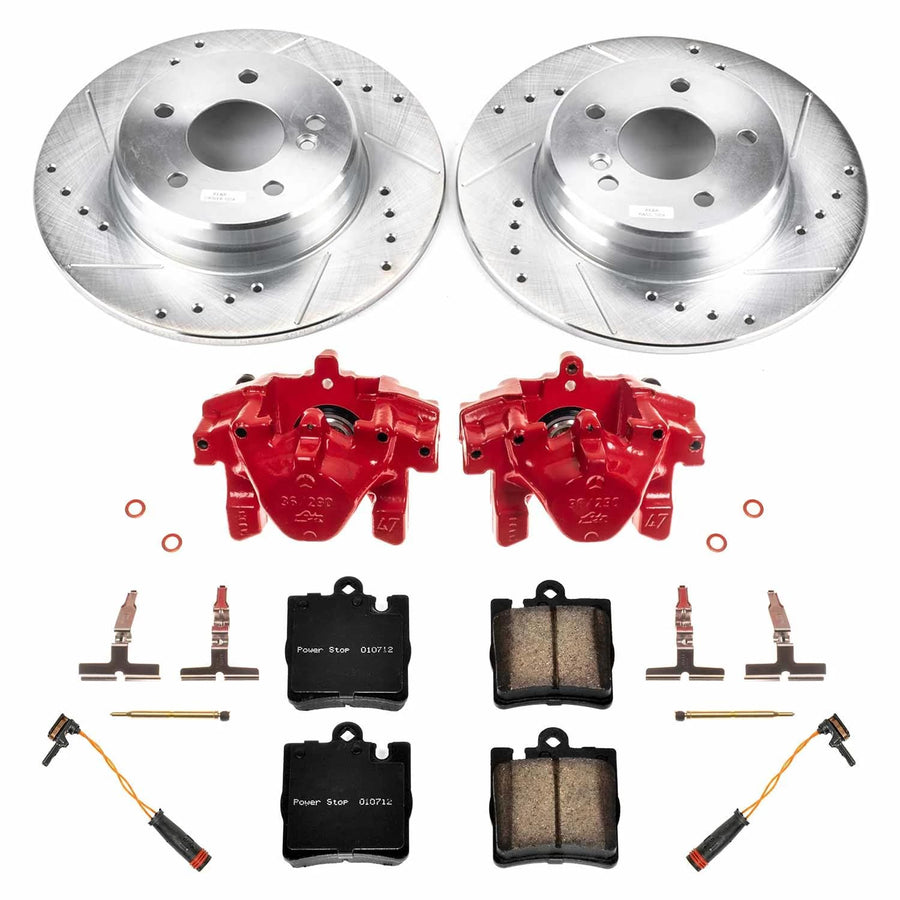 Power Stop Z23 KC626 Rear Brake Caliper Kit-Drilled/Slotted Rotors, Carbon Ceramic Brake Pads, Calipers