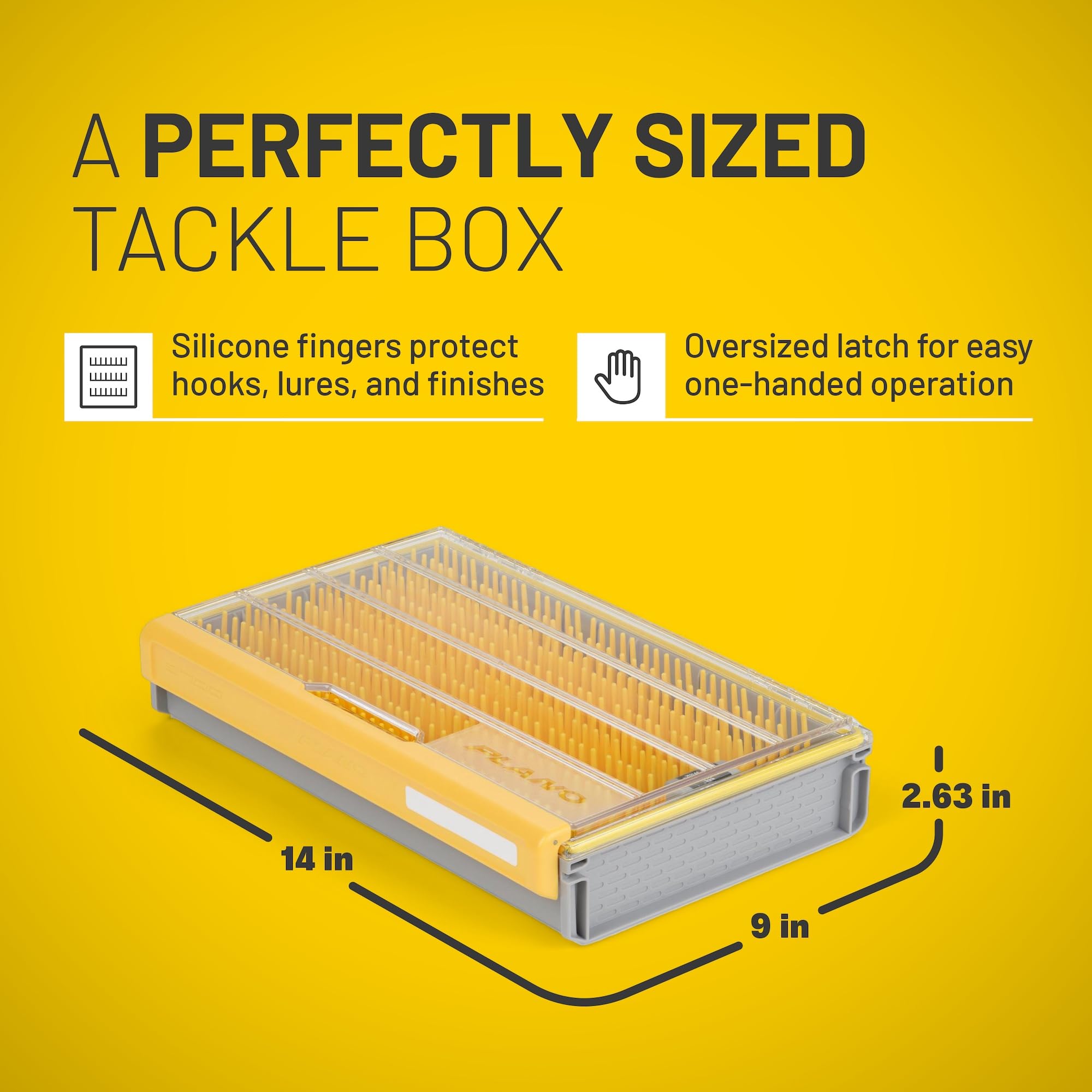 Plano EDGE 3700 Flex Crankbait Premium Utility Box, Gray and Yellow with Clear Lid, Waterproof Tackle Box Storage for Small Crankbaits, Buzzbaits and Swimbaits