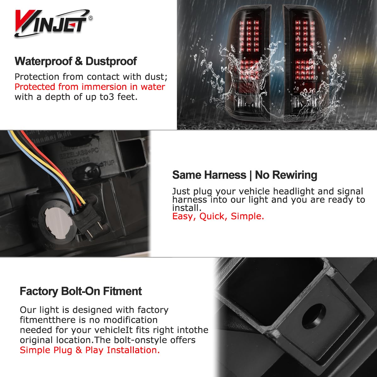 LED Taillights Winjet for [2007-2013 Chevy Silverado 1500] [2007 2008 2009 2010 2011 2012 2013 2014 Silverado 2500/3500] Rear Lamps Driver and Passenger Side Clear