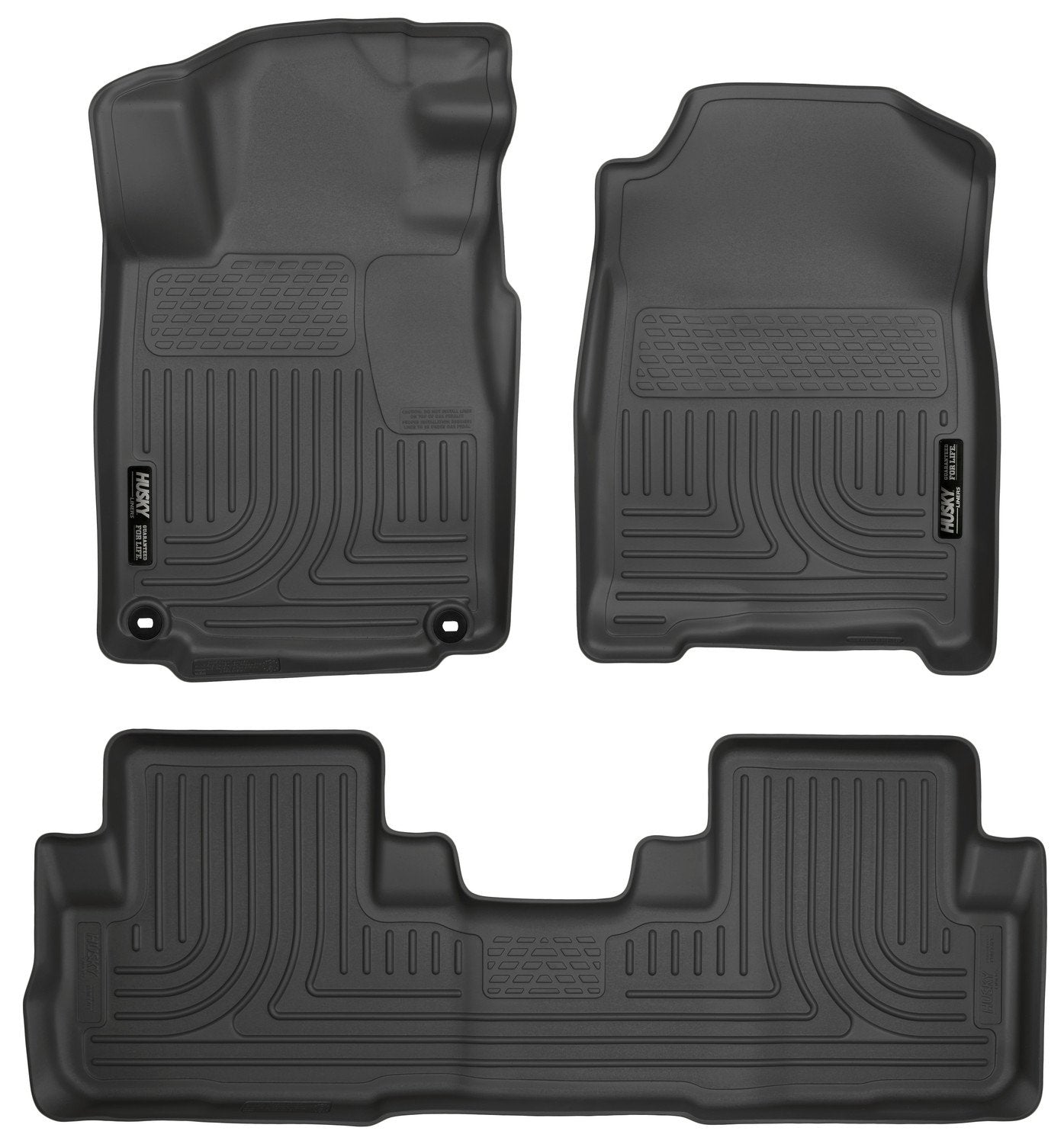 Husky Liners Floor Mats Weatherbeater | Fits 2015-2016 Honda CR-V | Front & 2nd Row, 3-pc Black - 98471