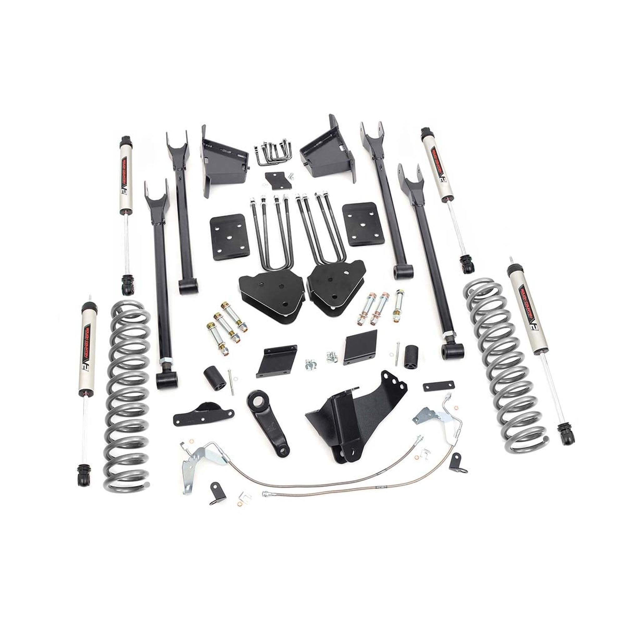 4-Link Rough Country 6 Inch Lift Kit with V2 Monotube Shocks for Ford F-250 Super Duty (2015-2016 w/No OVLDS)