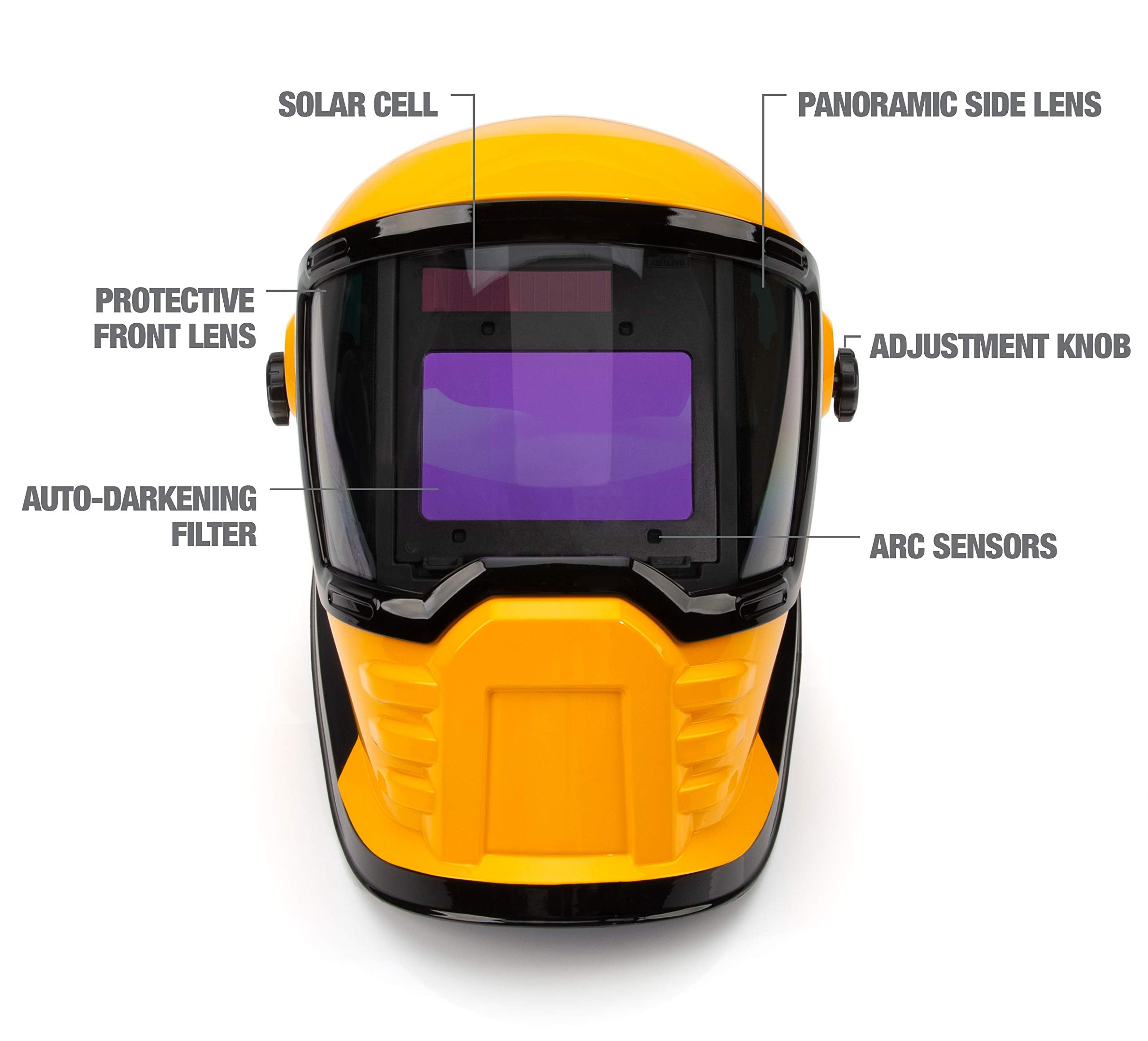 Wide View Dewalt Auto-Darkening Welding Helmet, Three Darkening Modes, 4 Lightning Fast Arc Sensors, Side Lenses for Panoramic Viewing, Adjustable Lightening Delay, Shade Control