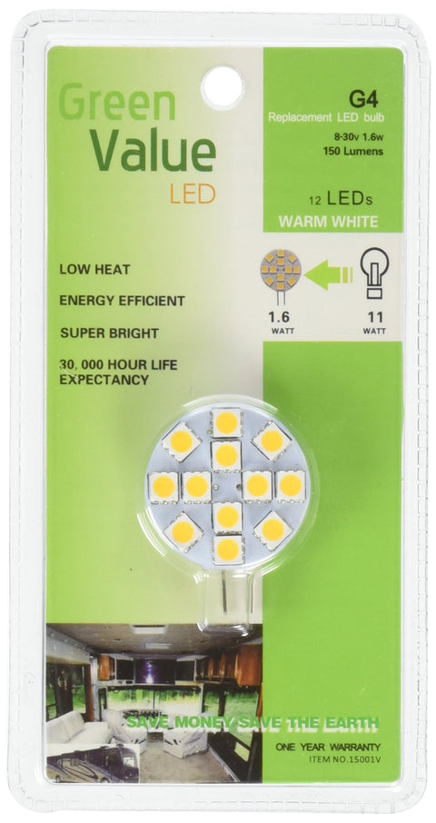 15001V Green Value LED Replacement Light Bulb Base