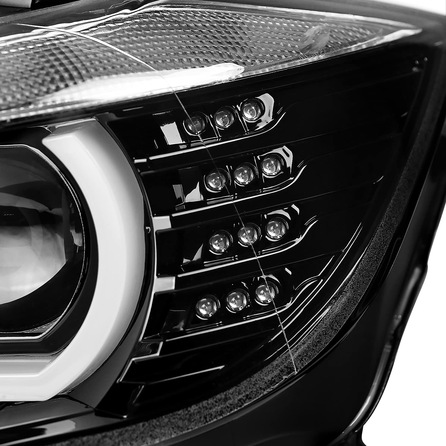 U-Halo Spec-D Tuning Projector Headlights+LED Signal Pearl Black Compatible with 2012-2015 Ford F30 3-Series L+R Pair Head Light Lamp Assembly