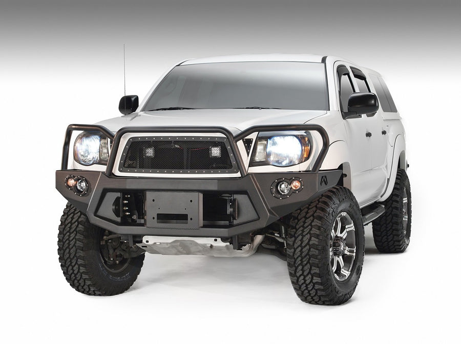 Fab Fours Premium Heavy Duty Winch Front Bumper TT05-B1550-B Uncoated/Paintable w/Full Grill Guard Incl. 1in. D-Ring Mounts/Light Cut-Outs w/Fab Fours 90mm Fog Lamps/60mm Turn Signals [AWSL] Heavy Duty Winch Front Bumper