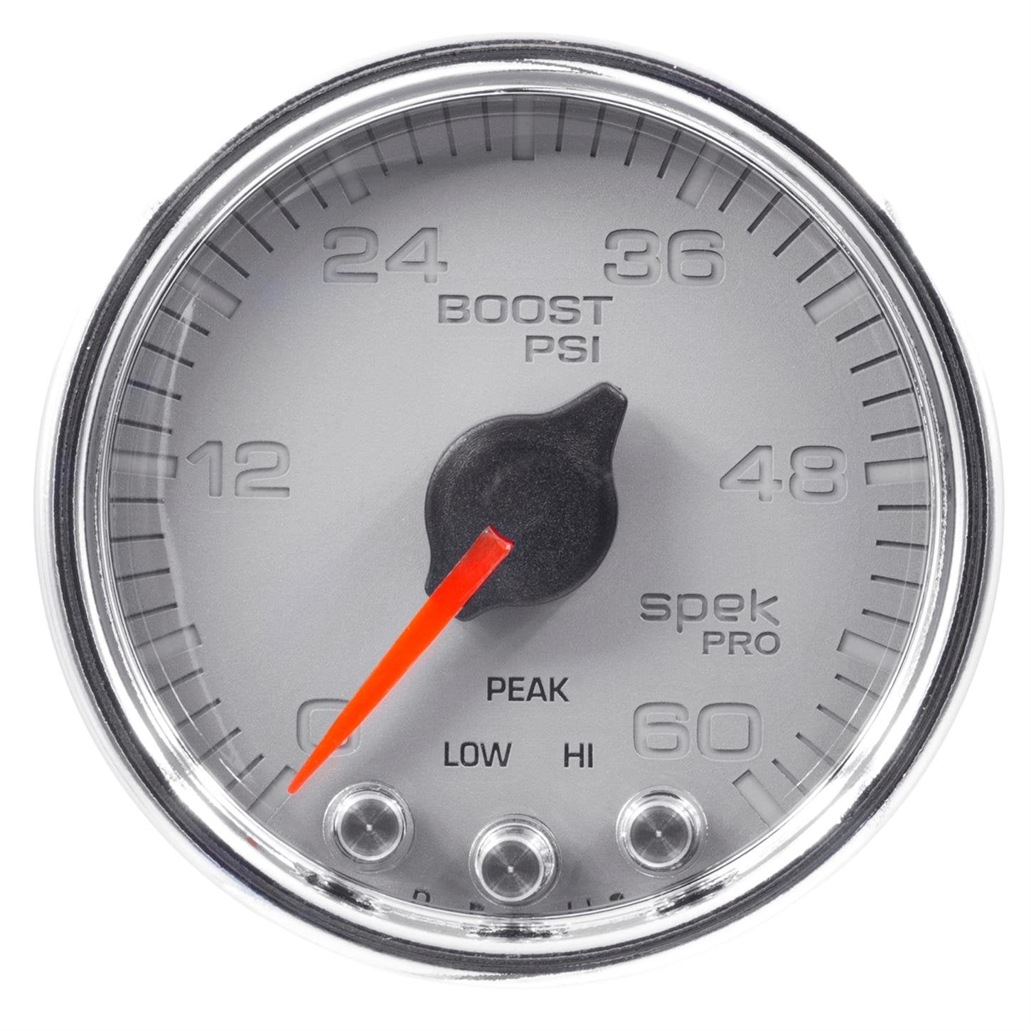 AutoMeter Gauge P30421 Boost (Spek-Pro 2 1/16", 60Psi, Stepper Motorwith Peak & Warn, Slvr/Chrm, Spek-Pro)