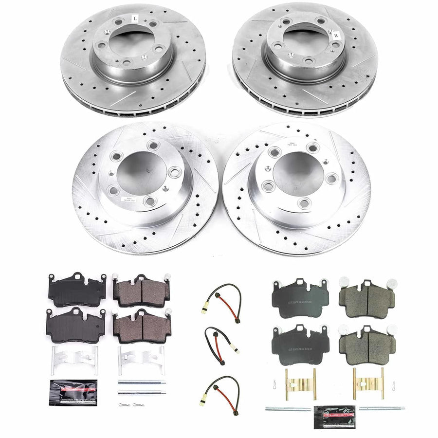 Power Stop K6733, Front and Rear Brake Kit-Drilled/Slotted Rotors & Carbon Ceramic Brake Pads For Porsche Boxster 2009-2012, Porsche Cayman 2009-2012 [Model Specific]