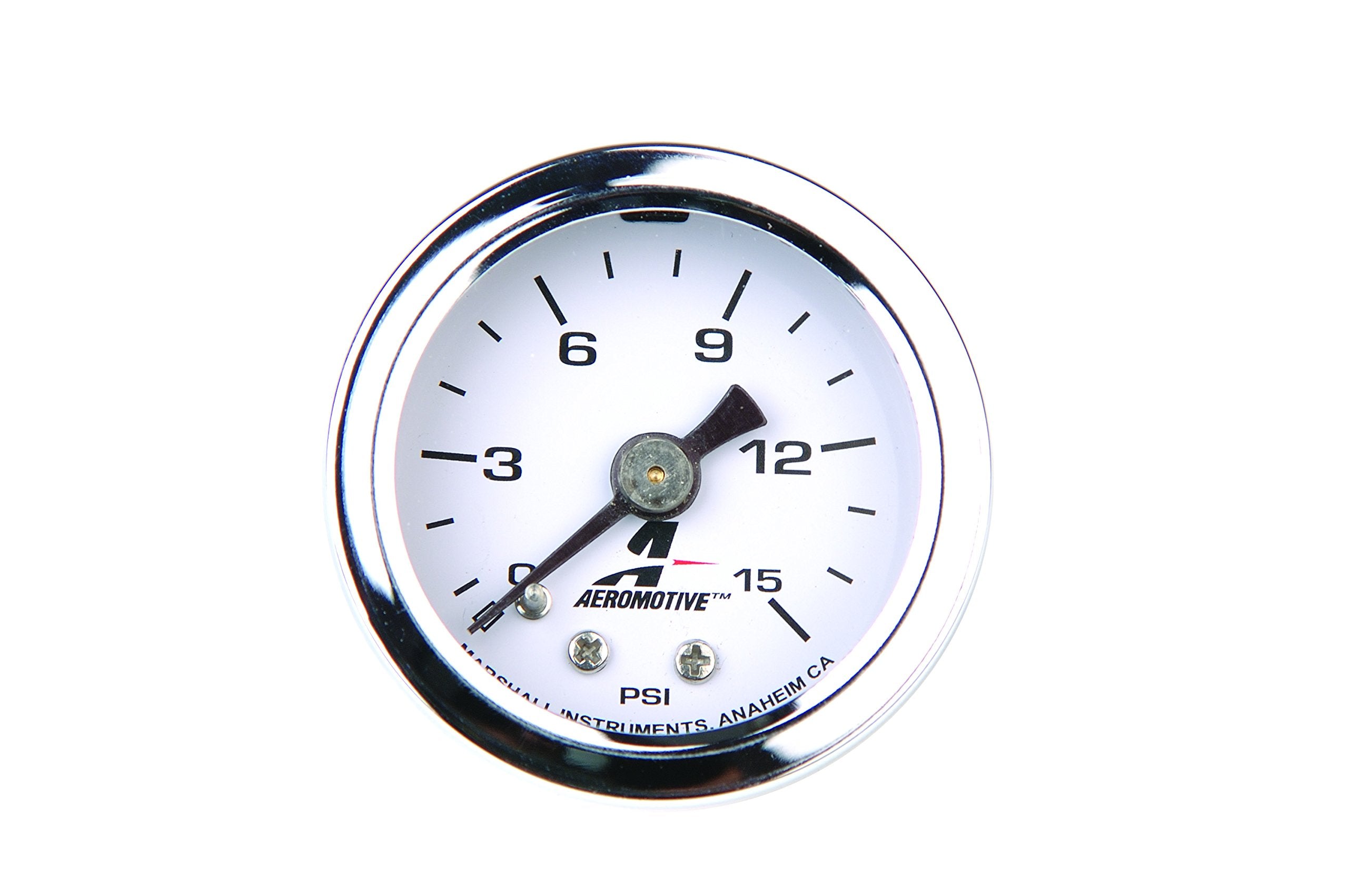 Fuel Pressure Gauge Aeromotive 15632 0-15 PSI, 1/8" NPT, Liquid Filled, 1.5'' Diameter Dial