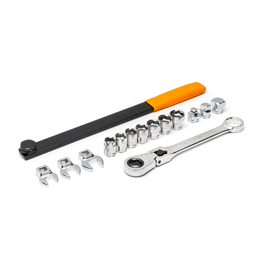 15 Pc. GEARWRENCH Serpentine Belt Tool Set with Locking Flex Head Ratcheting Wrench - 89000