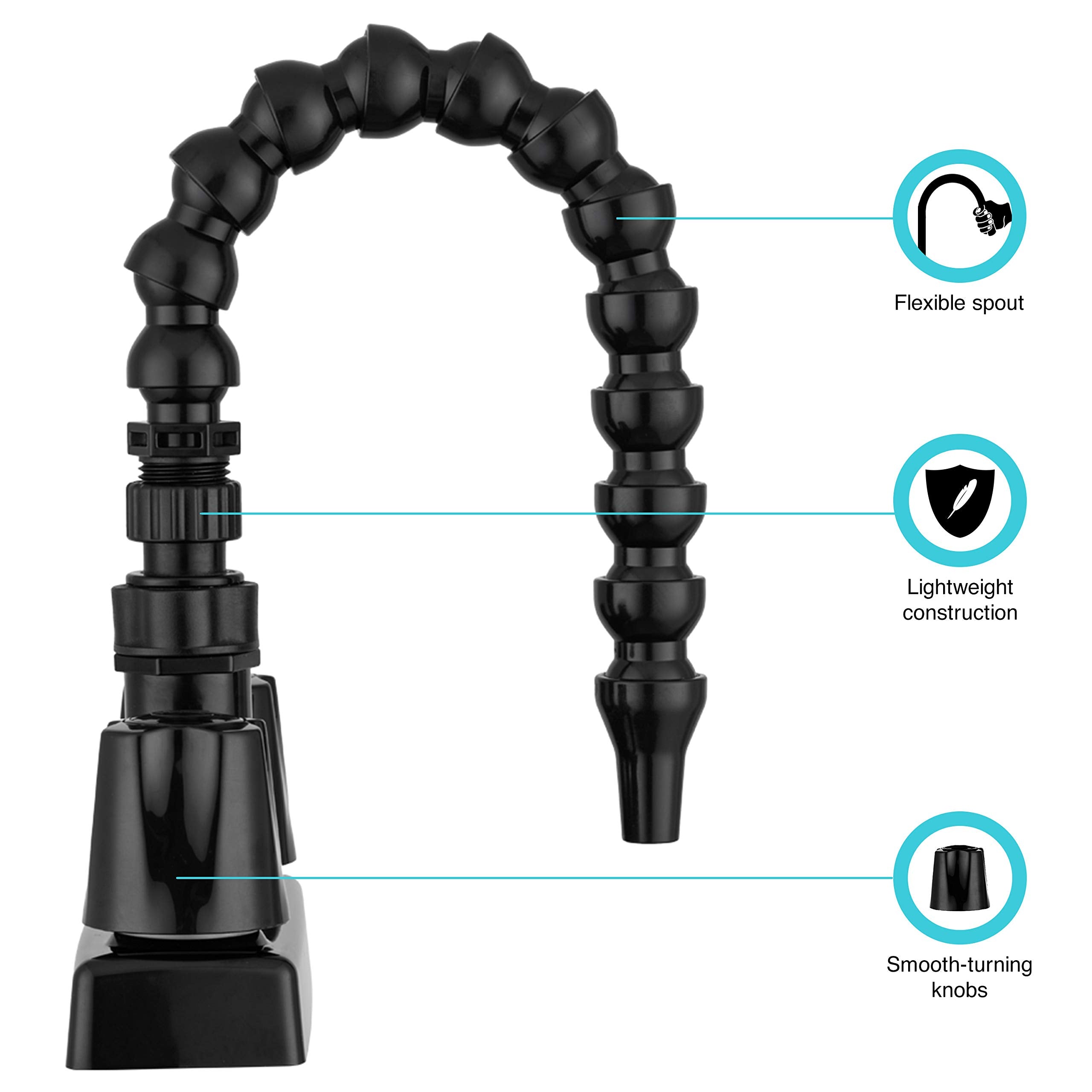 Dura Faucet Quick Connect RV Exterior Faucet with 360-Degree Flexible Gooseneck Spout (Black)
