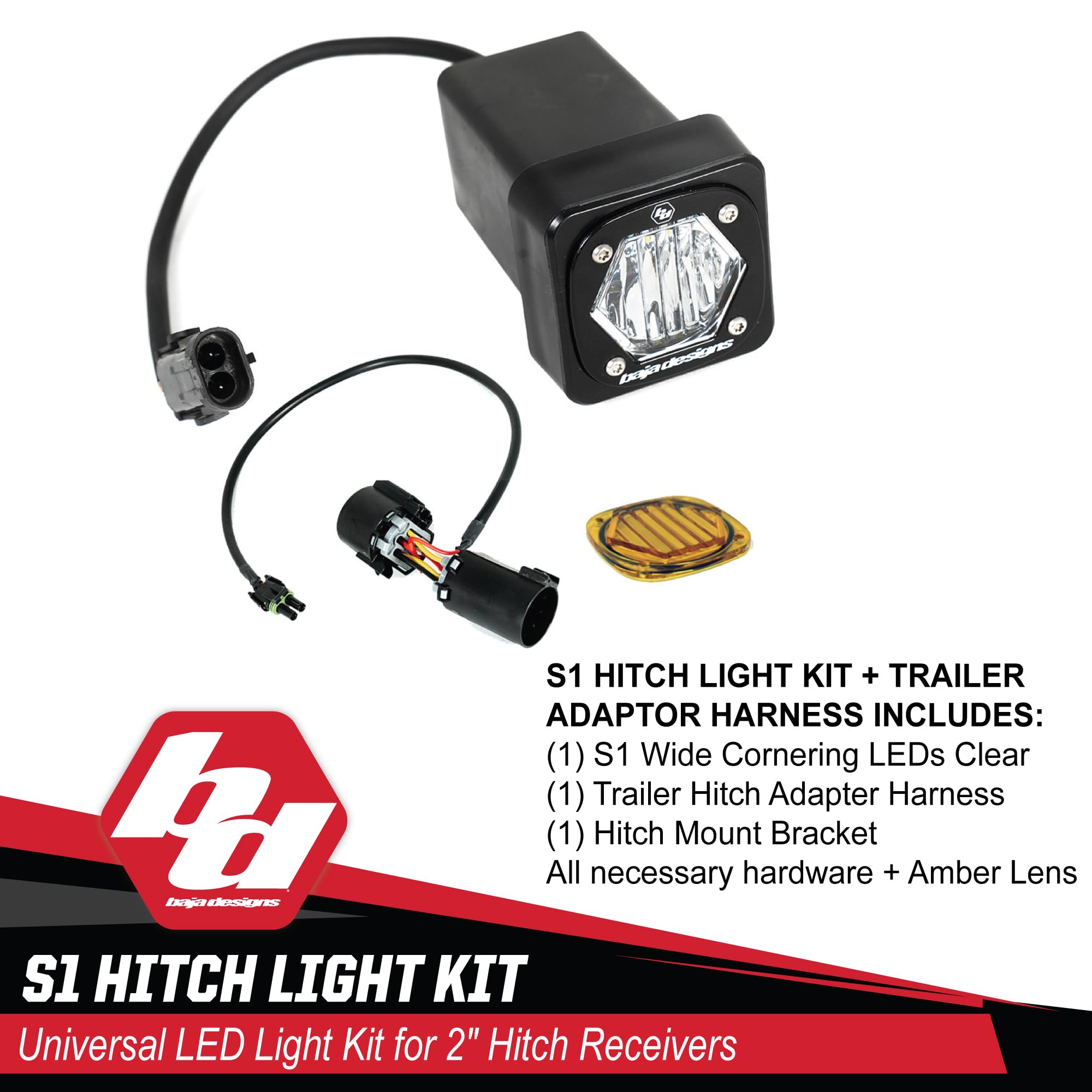 Universal Hitch Light Kit Baja Designs S1 LED - Universal Fit, Includes Trailer Hitch Harness (Trailer Hitch Harness)