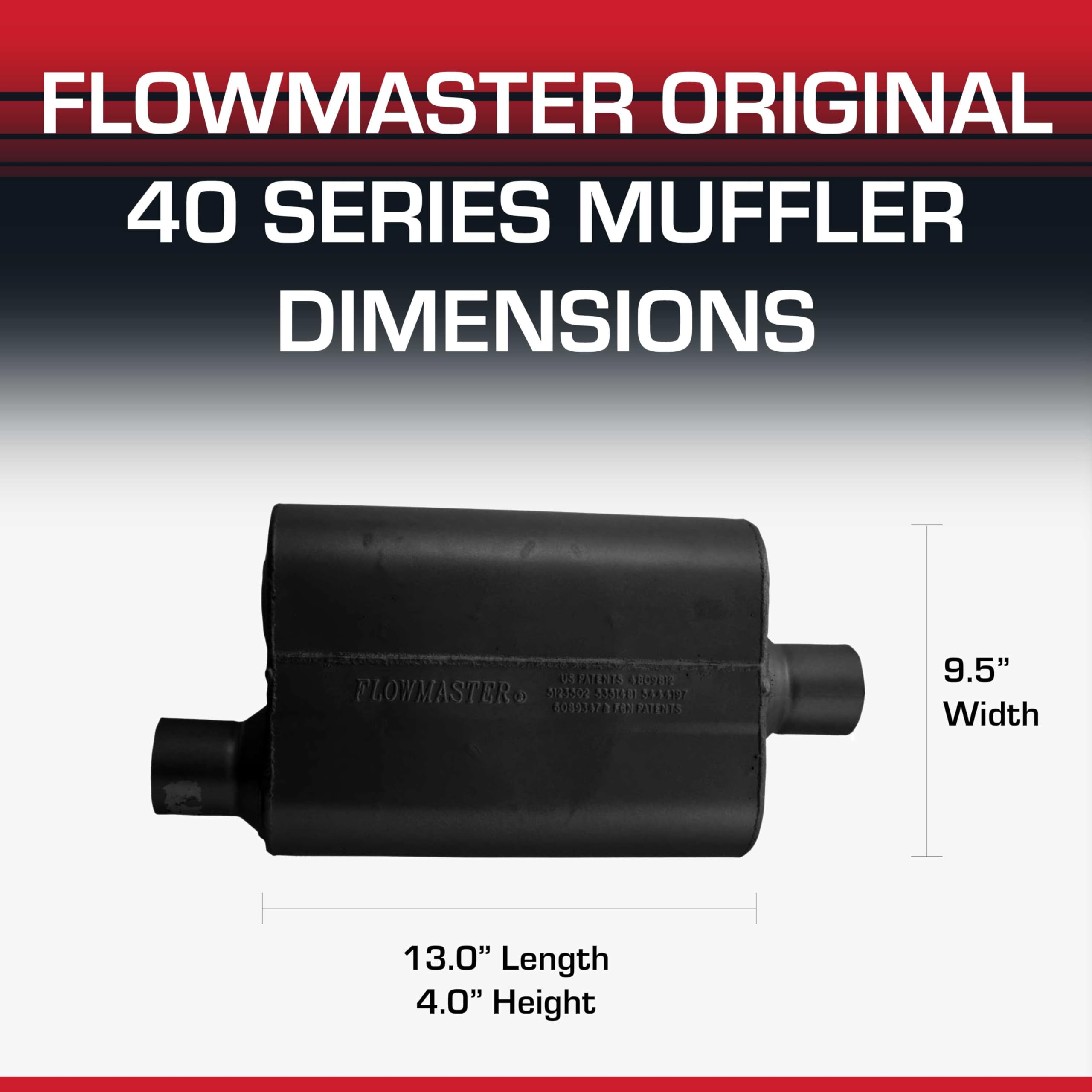 Flowmaster 40 Series Muffler Original Chambered – 2.50” Offset In / 2.50” Center Out – Aggressive Sound – 16-Gauge Aluminized Steel – For Muscle Cars, Street Rods, Trucks, SUVs & Strip Builds (42541)