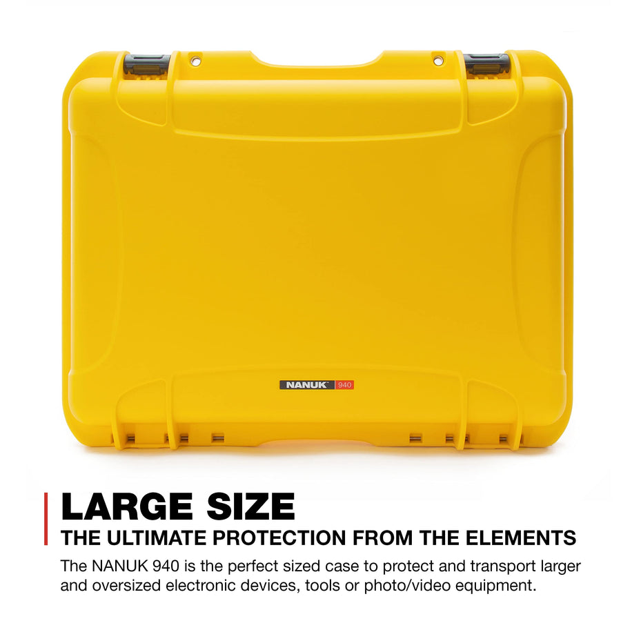 Nanuk 940 Large Series Lightweight NK-7 Resin Waterproof Protective Case with Padded Dividers, Yellow