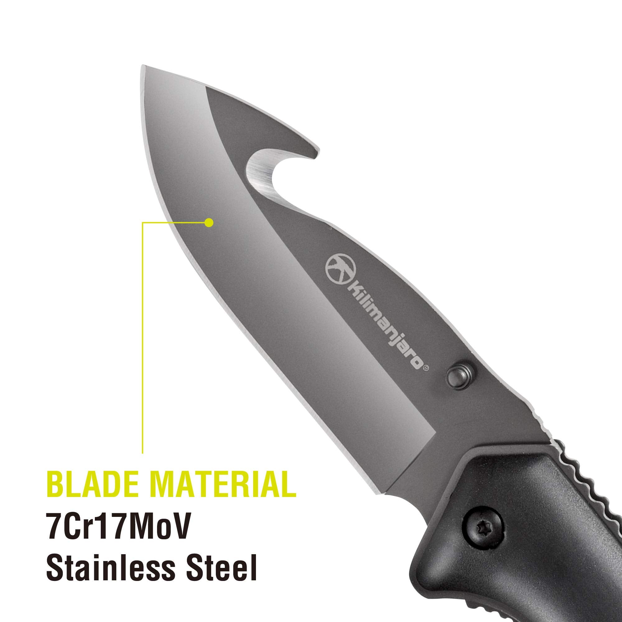 Victus Kilimanjaro 8-Inch Hunting Knife with Gut Hook, Black