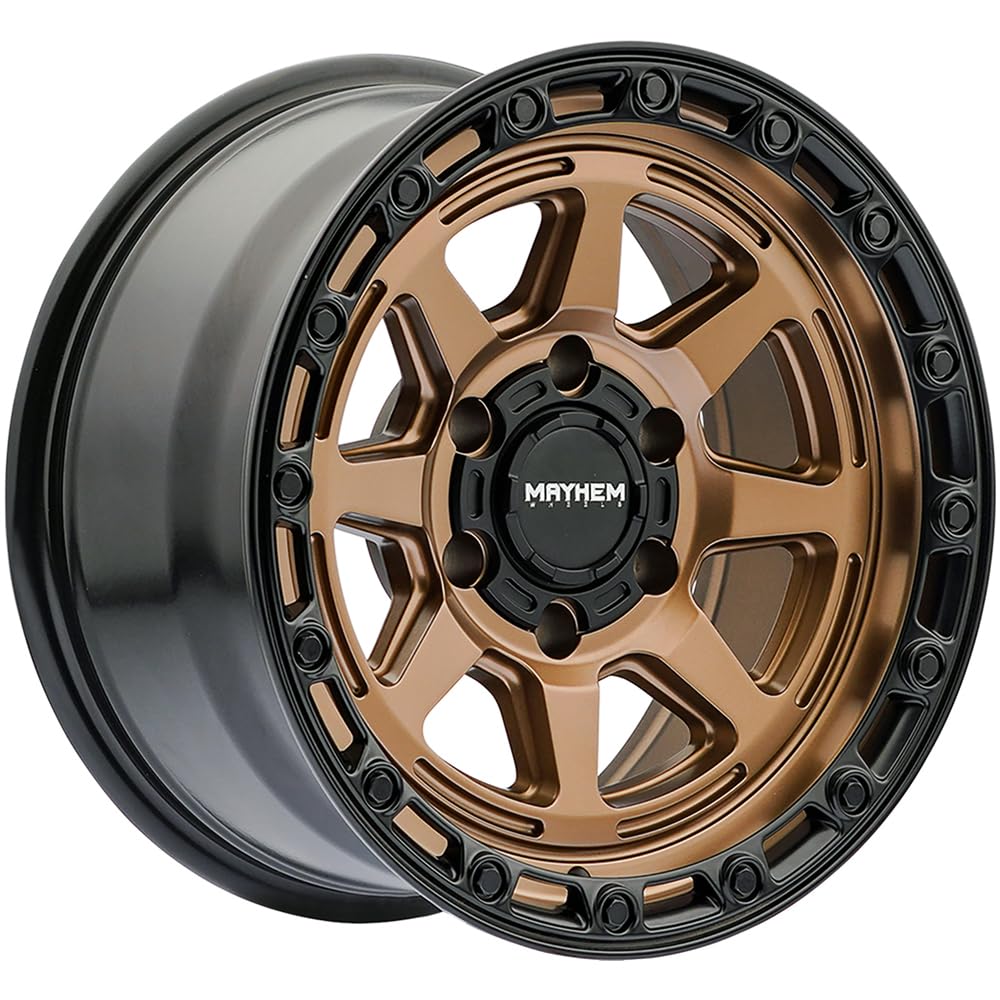 8306 Mayhem Ridgeline Black Wheel with Satin Bronze w Lip (17 x 8.5 inches /6 x 135 mm, -6 mm Offset)